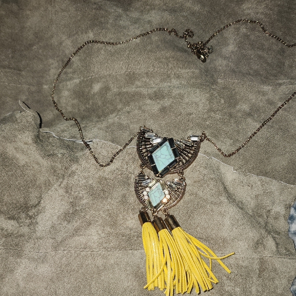 Elegant Gold and Yellow Tassel Necklace